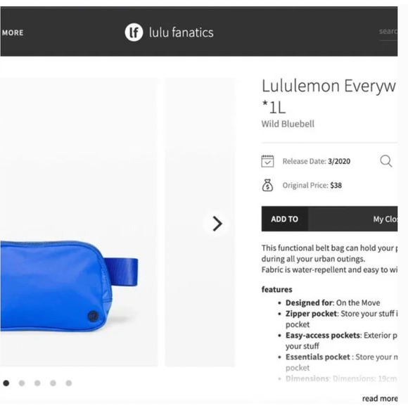 NWT Wild Bluebell lululemon Everywhere Belt Bag EBB (1L) - Picture 14 of 16